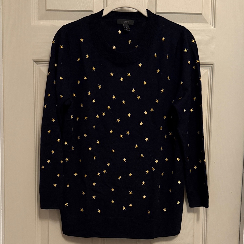J. Crew Black Sweater with Gold Stars